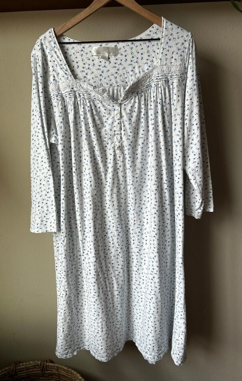 Eileen West Vintage Nightgown Floral Cottagcore Cotton Blend Long Sleeve Plus XL
